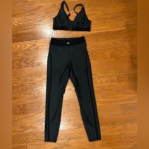 ALO Yoga black velvet bra and pant
